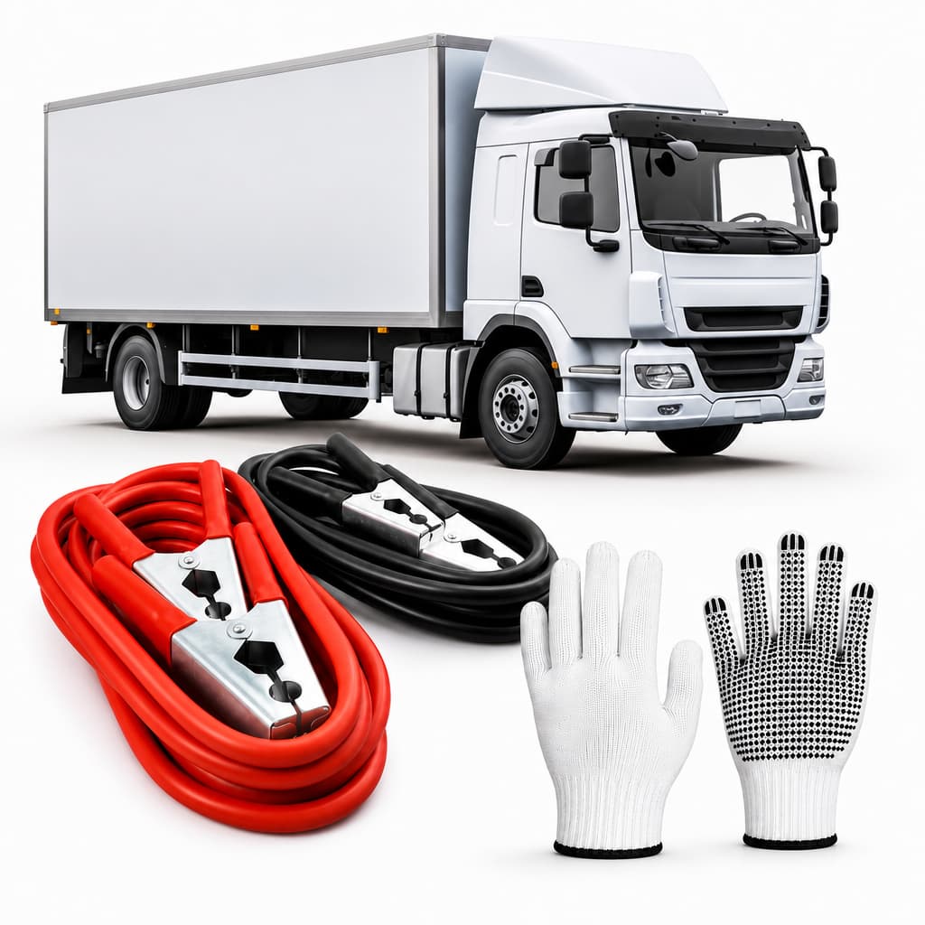 Kit Cabo Chupeta Bateria 600A 3,5mt + Luvas Pigmentadas Caminhão 12V 24V Auxiliar Partida Grosso