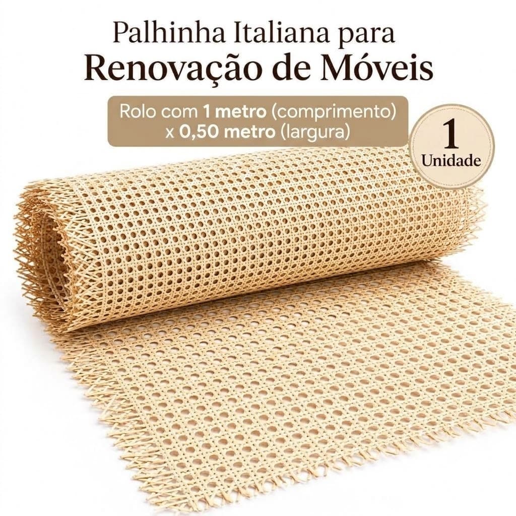 Palhinha Indiana Sextavada Tela Natural Rattan 1mx50cm Bege