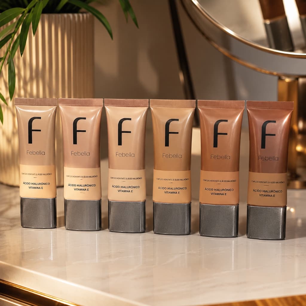 Base Líquida Febella Natural Blend Ruby Rose Corretivo Líquido Alta Cobertura Mauiagem Premium