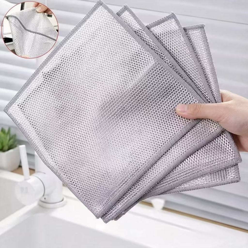 Kit Até 20 Panos de Limpeza de Arame Metálico Aço Premium Tira Gordura Reutilizável para Panelas, Fogão e Louças