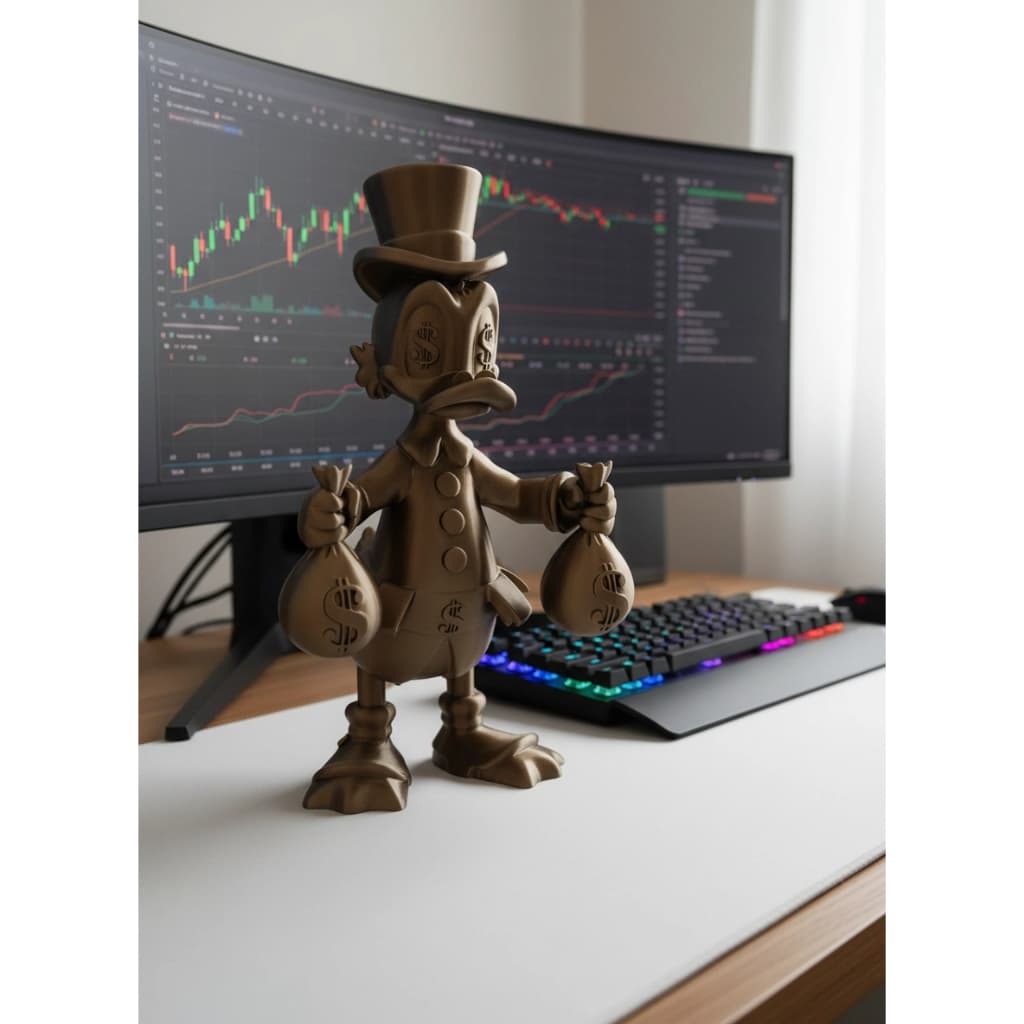 Tio Patinhas Dourado Action Figure Colecionável e Presente Criativo Riqueza Prosperidade Decoração ARS