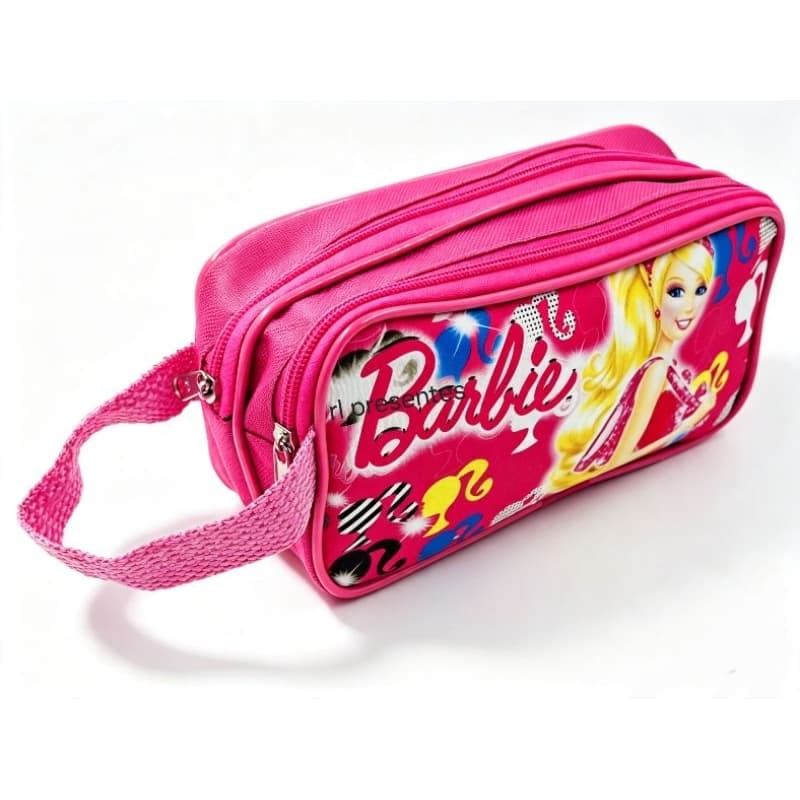 Estojo Escolar Infantil Grande Duplo 2 Zíperes Porta Lápis Barbie Rosa