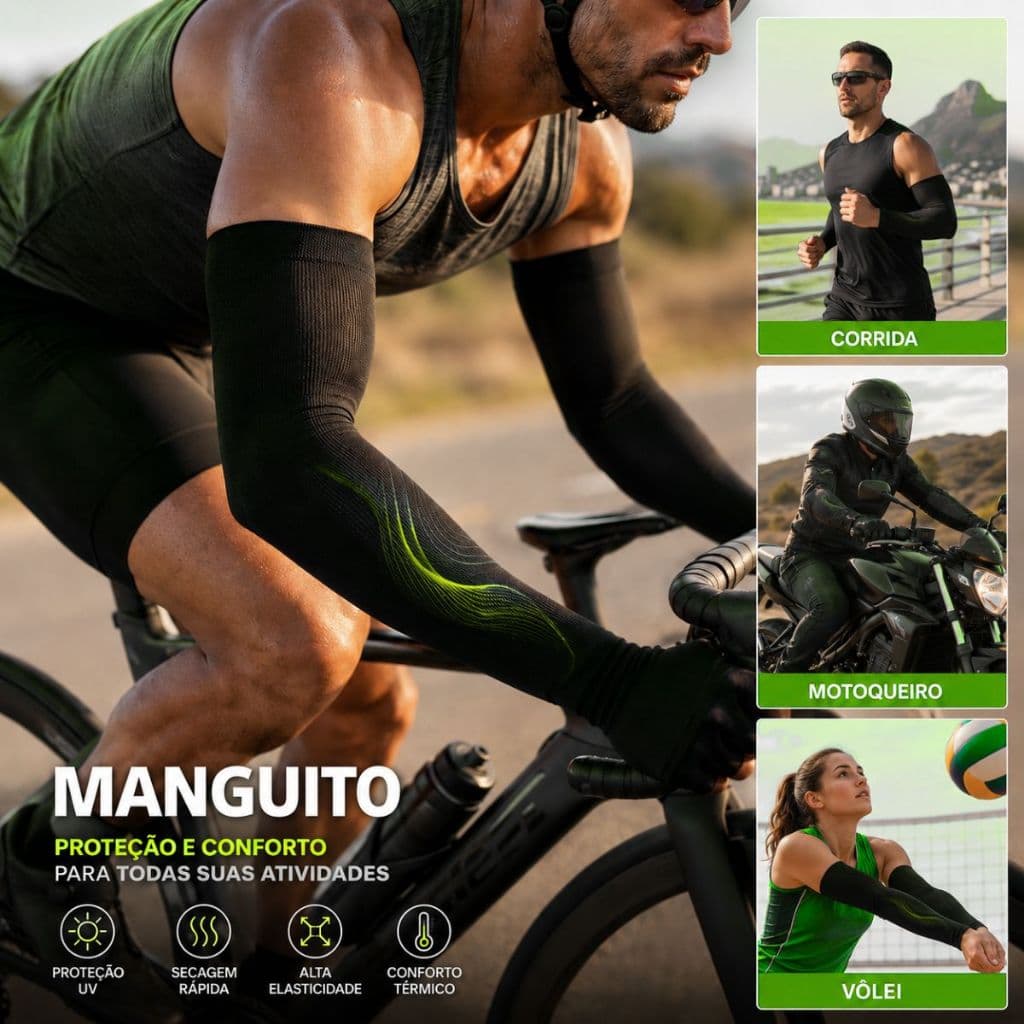 Par Manguito com Proteção UV50+ Unissex Corrida Ciclismo