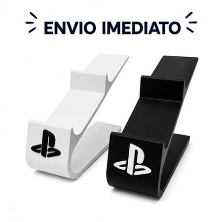 Suporte Duplo para Controle PS5 PS4 Organização Setup Gamer Mesa Preto Branco