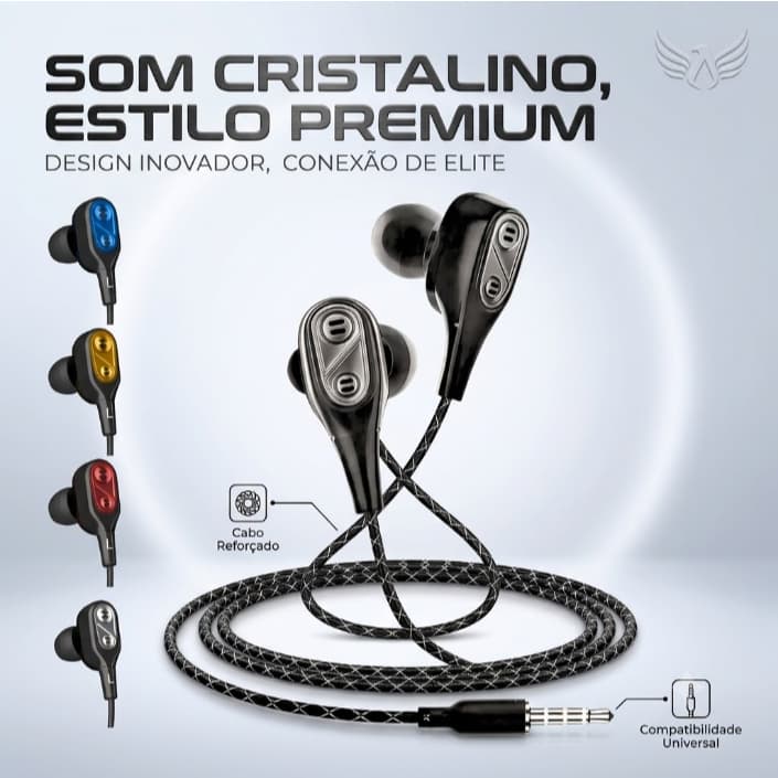 Fone de Ouvido Intra Auricular P2 3,5mm com Microfone Som Estéreo Graves Intensos Modelo AL-E17