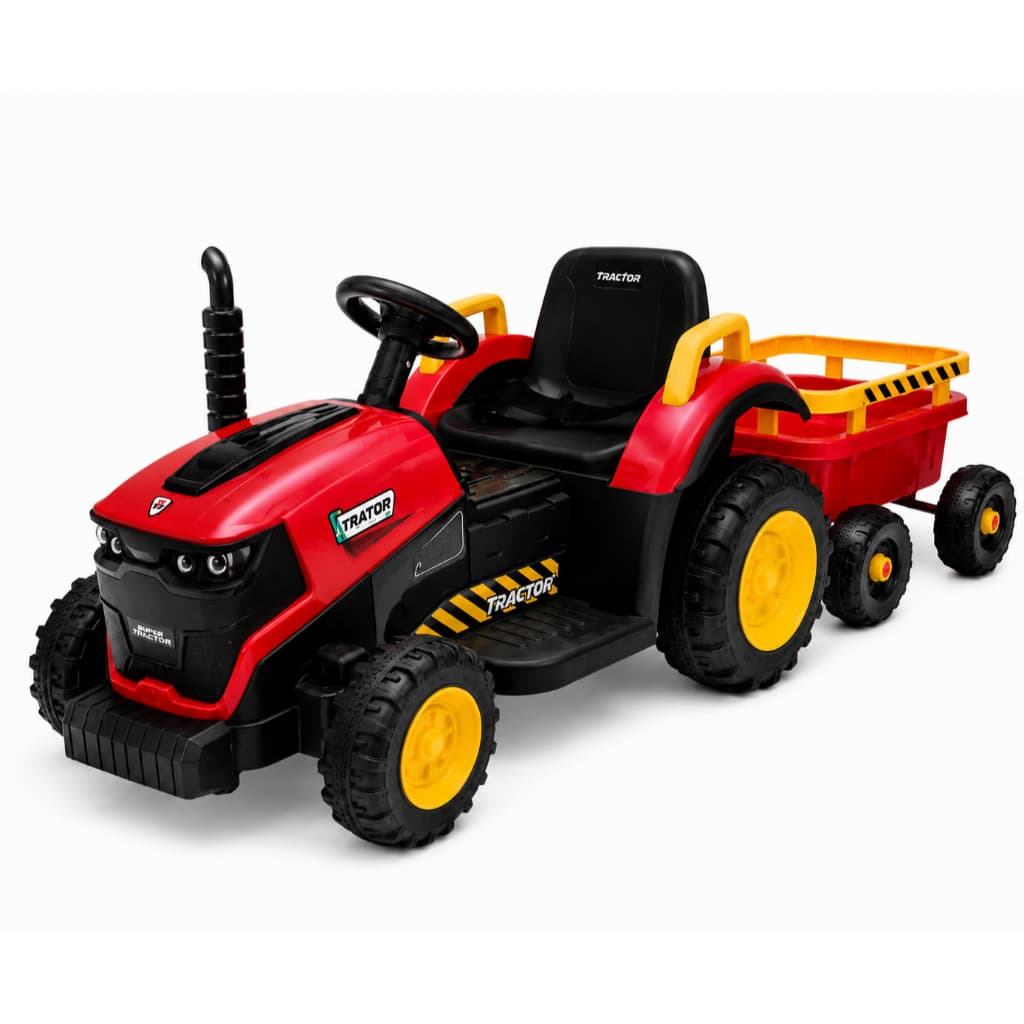 Trator Compact Elétrico Infantil C/ Controle Remoto Carrinho Quadriciclo de Passeio com Carretinha 12v Zippy