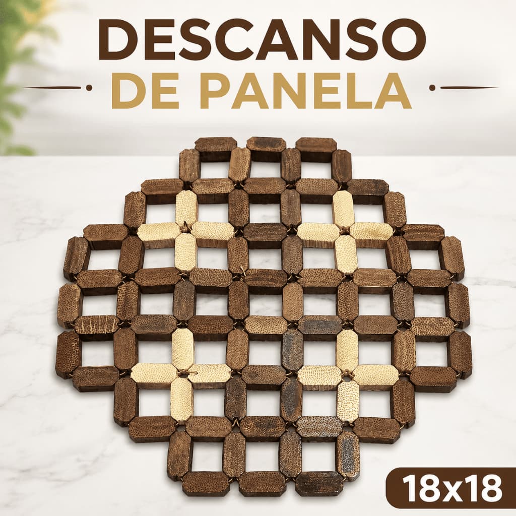 Kit 4 Descansos de Panela Redondo Madeira Bambu 18x18cm Apoio Protetor de Mesa