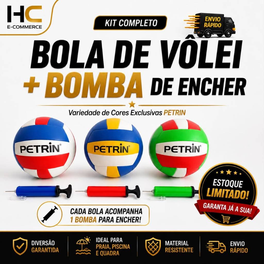 Bola de Vôlei + Bomba de Encher Para Treino e Lazer Ideal para Crianças e Adultos Praia Parque Escola e Quadra