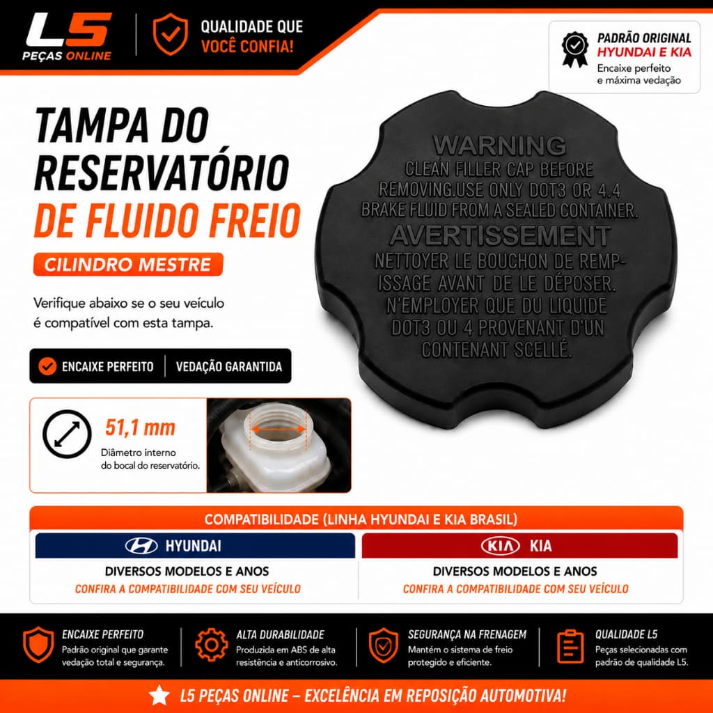 Tampa Reservatorio Oleo Fluido Freio Kia Cerato 2010 A 2016 Sportage Soul 2011 A 2020