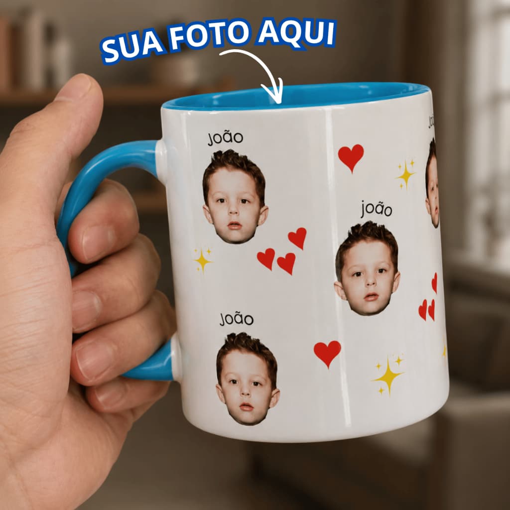 Caneca Personalizada Com Rostinhos Criança | Cerâmica 325mL