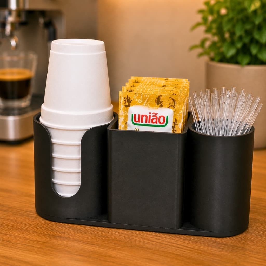 Organizador para Cantinho do Café Porta Copos 70ml Porta Açúcar Porta Mexedor Cozinha Escritório Recepção Mesa