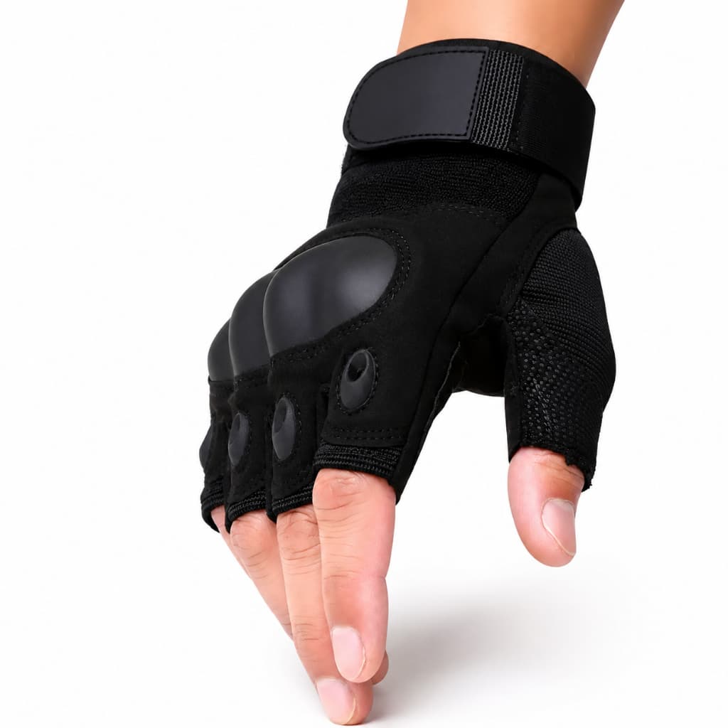 Luva Tática Meio Dedo Premium Reforçada Antiderrapante para Moto, Academia, Airsoft, Pesca, Ciclismo e Fitness