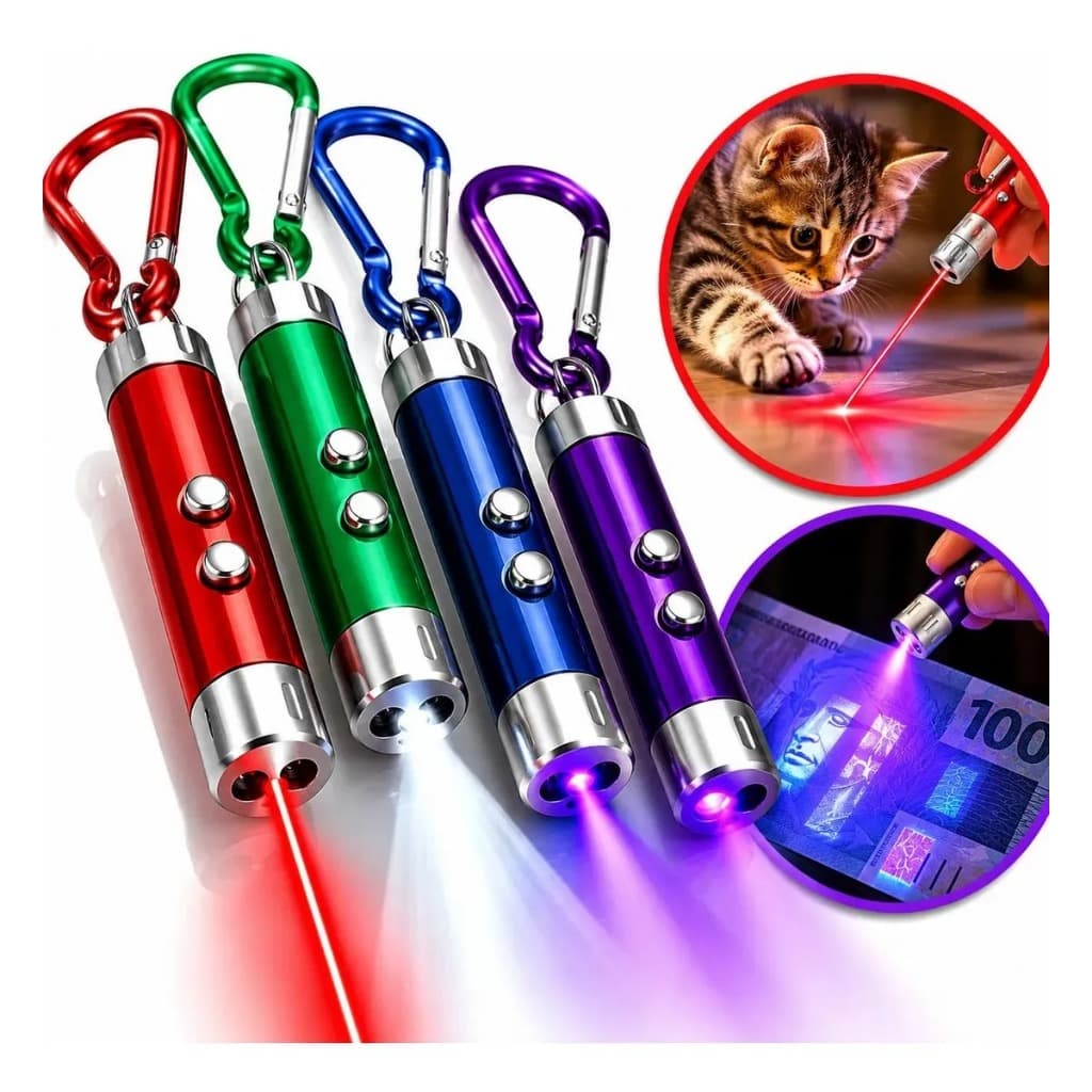 Kit 12 Chaveiros Laser / Lanterna Led Uv 3 Em 1