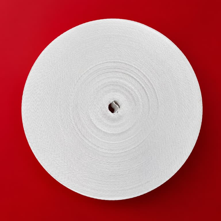 50 metros - Fita Cordão Acetinado Branco para Sublimação.
