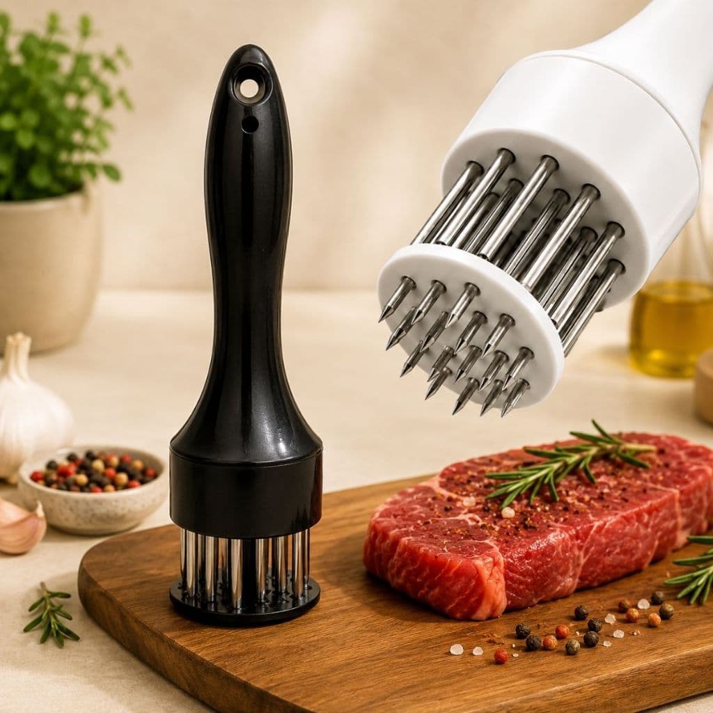 Amaciador De Carne Profissional Aço Inox Batedor Com Furador Manual Bife Churrasco