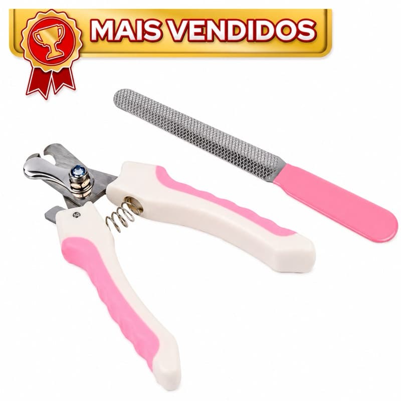 Kit Alicate Cortador de Unhas para Cães e Gatos + Lixa de Unha Pet 2 Peças