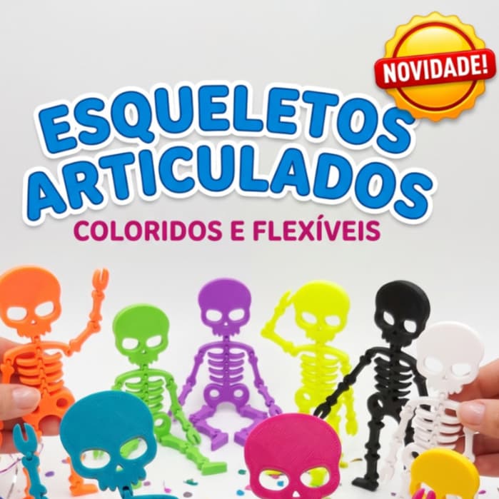 Esqueleto Articulado Flexível Brinquedo Lembrancinha Festa 15cm