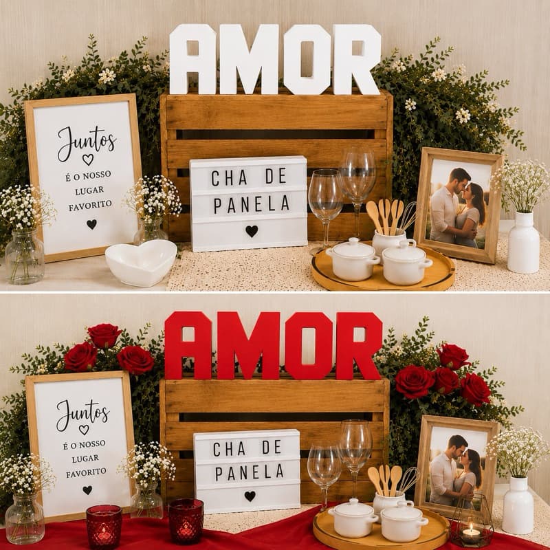 AMOR -  CHÁ DE PANELA - NOIVADO - LETREIRO DECORATIVO EM PAPEL LETRAS 3D