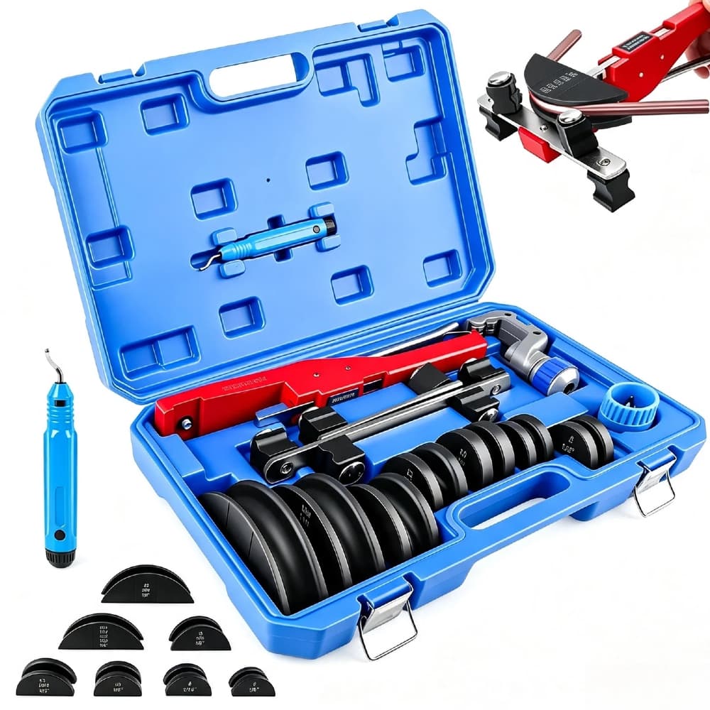Kit Curvador de Tubos Cobre 1/4" a 7/8" com Rebarbador e Cortador - Ferramenta Profissional para Refrigeração