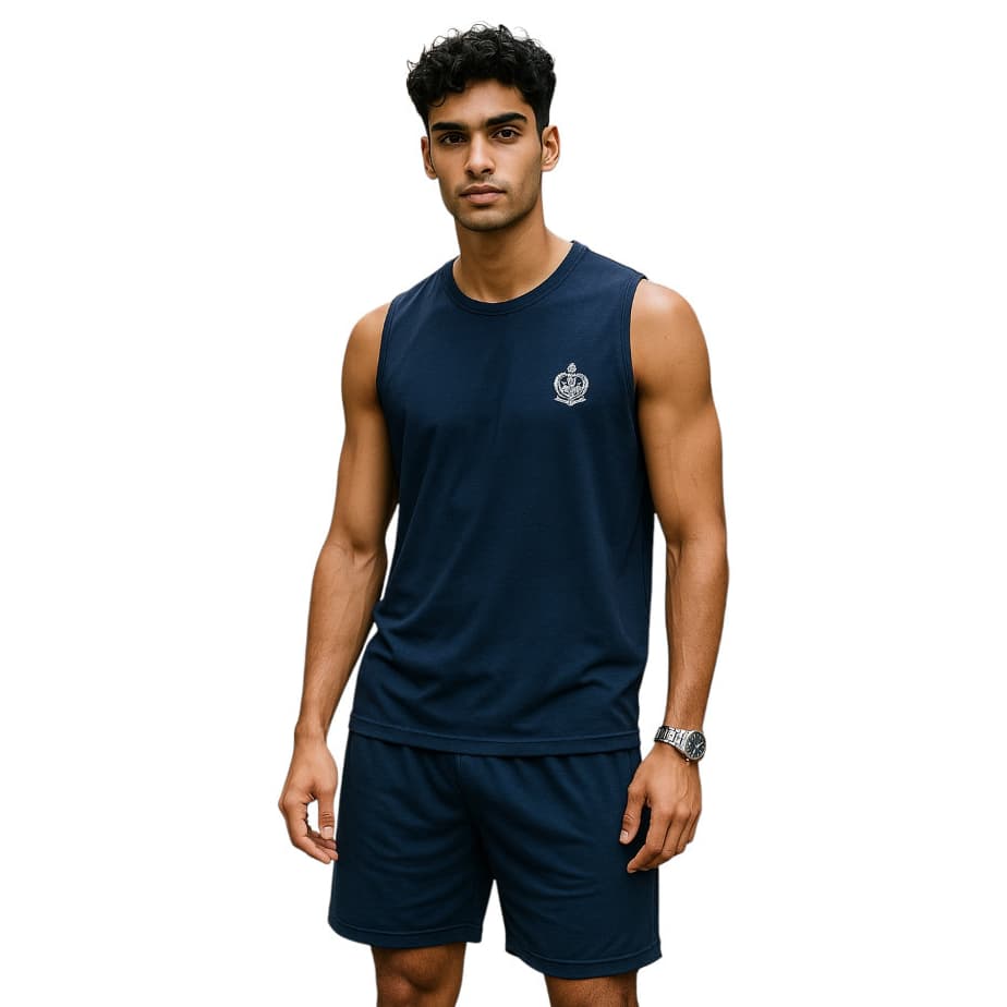Pijama Masculino Meia Manga Verão Adulto em Malha de Qualidade