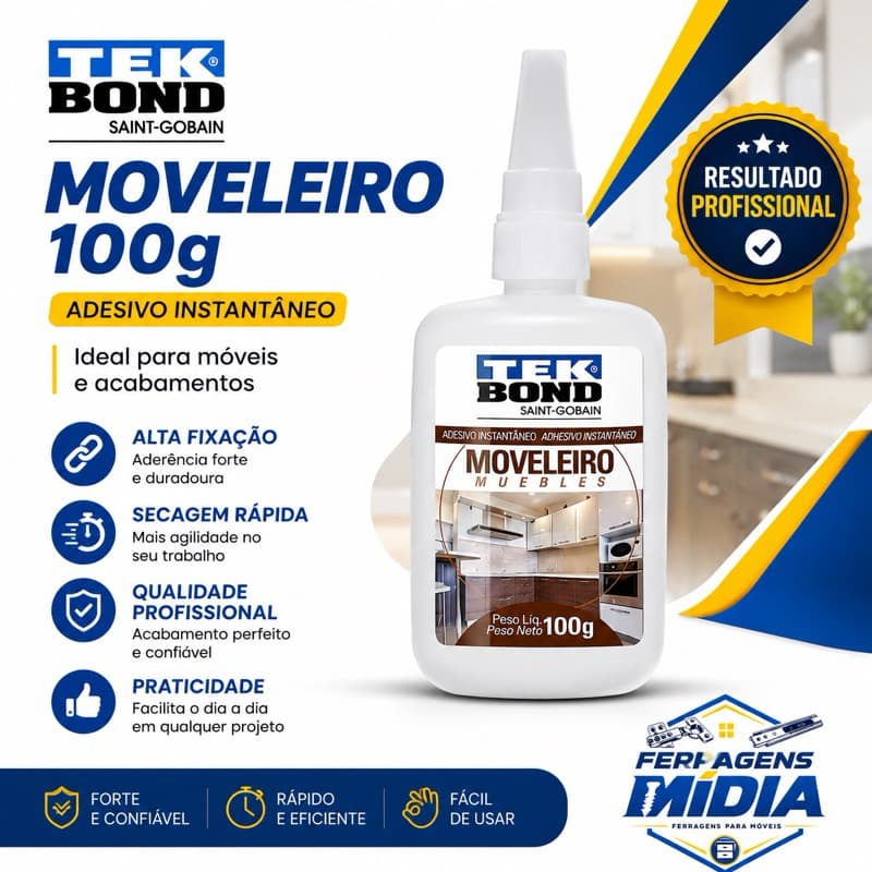Cola Tek Bond instantânea 100gr cola tudo Borracha e diversos