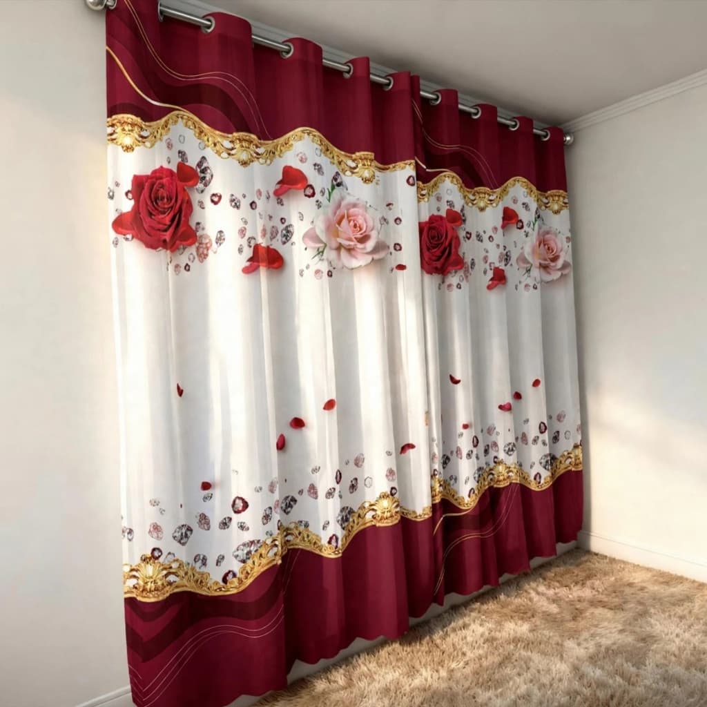 Cortina Sala 2,65x3,50 Para Varão de 3 Metros Cortina Quarto