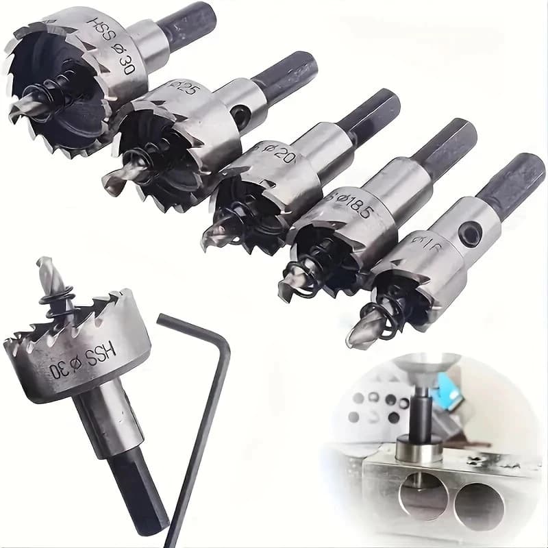 Kit 5 Brocas Serra Copo Furar chapa Metal Aço Ferro 16/18.5/20/25/30mm jogo ferramentas completo metalurgica