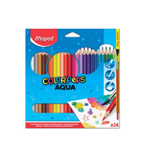 Lápis De Cor Maped Color Peps Aquarelável 24 Cores + Pincel