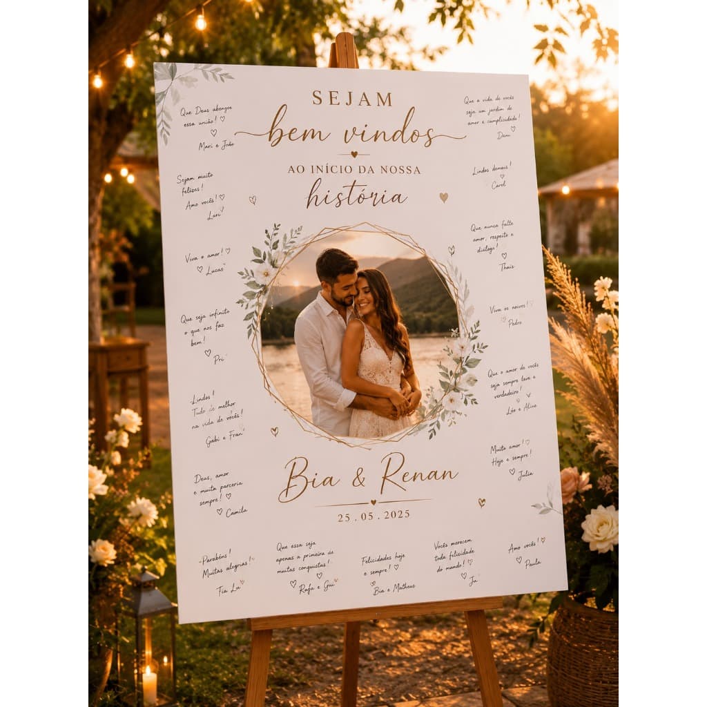 Quadro Placa Assinaturas Para Casamento Personalizado Com Foto