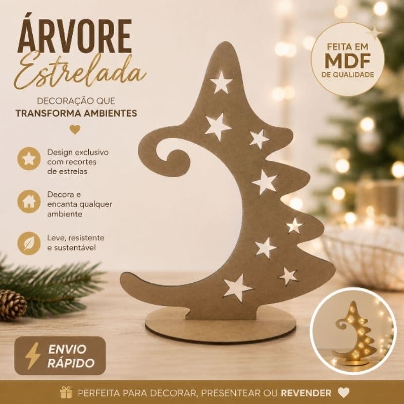 kit 10 Árvores de Natal Decorativa em MDF – 18 cm | Para Bolas de Natal 6,5 cm