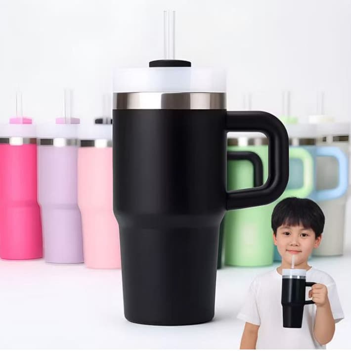 Super Garrafa Térmica Copo Infantil 420ml Com Alça e Tampa Portátil Para Passeios Viagens