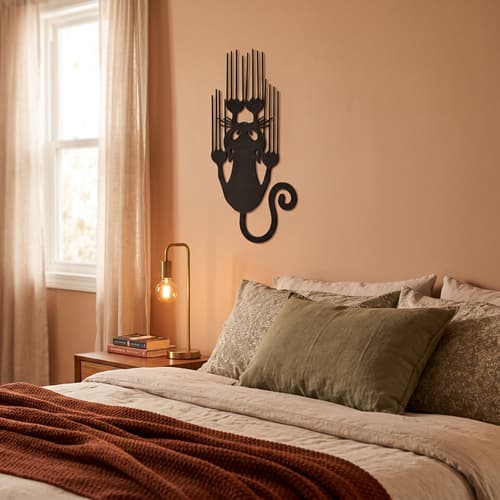 Decoração De Parede Gato Travesso + Plástico + Pet Feliz & Companhia + Alt 23cm + Larg 21cm + Prof 4mm + Peso 25g
