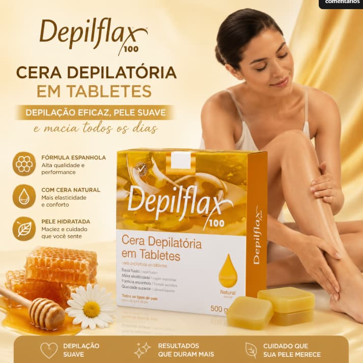 Cera Depilatória em Tabletes Depilflax 100 – 500g | Praticidade e Alto Desempenho