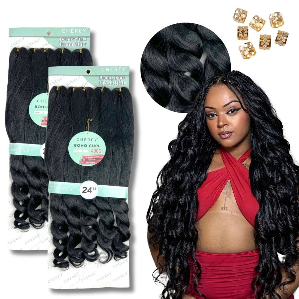 Kit 2 Boho Curl Jumbo Trança French Gypsy Braid Crochet 400Gr Premium Cabelo Cachos Crochet