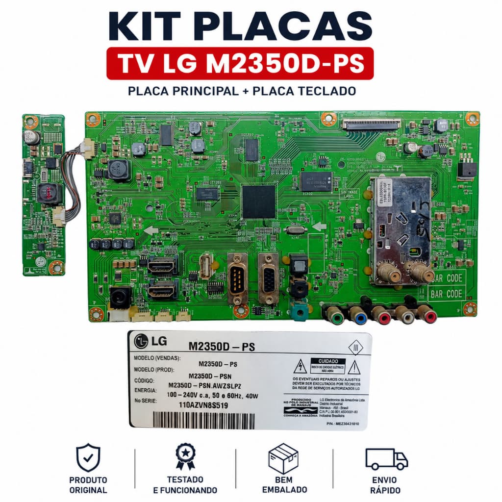 Placa Principal TV Monitor LG M2350D-PS Original EAX64227105(1) EBL60860401 Testada Funcionando