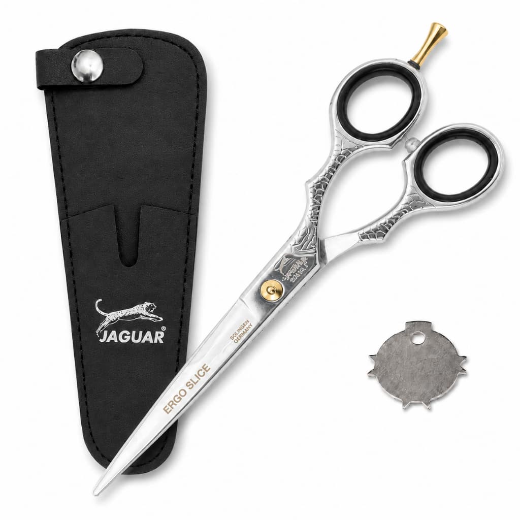 Tesoura Profissional Jaguar Prata 6”, 6,5” ou 7” – Fio Laser ou Navalha para Barbeiro e Cabeleireiro Premium