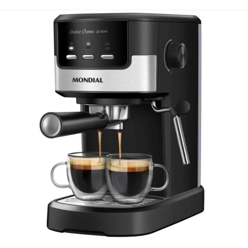 Cafeteira Expresso Mondial Dolce Crema - Pressão 20 Bar, Preparação de 2 Xícaras, Bico Vaporizador 110V