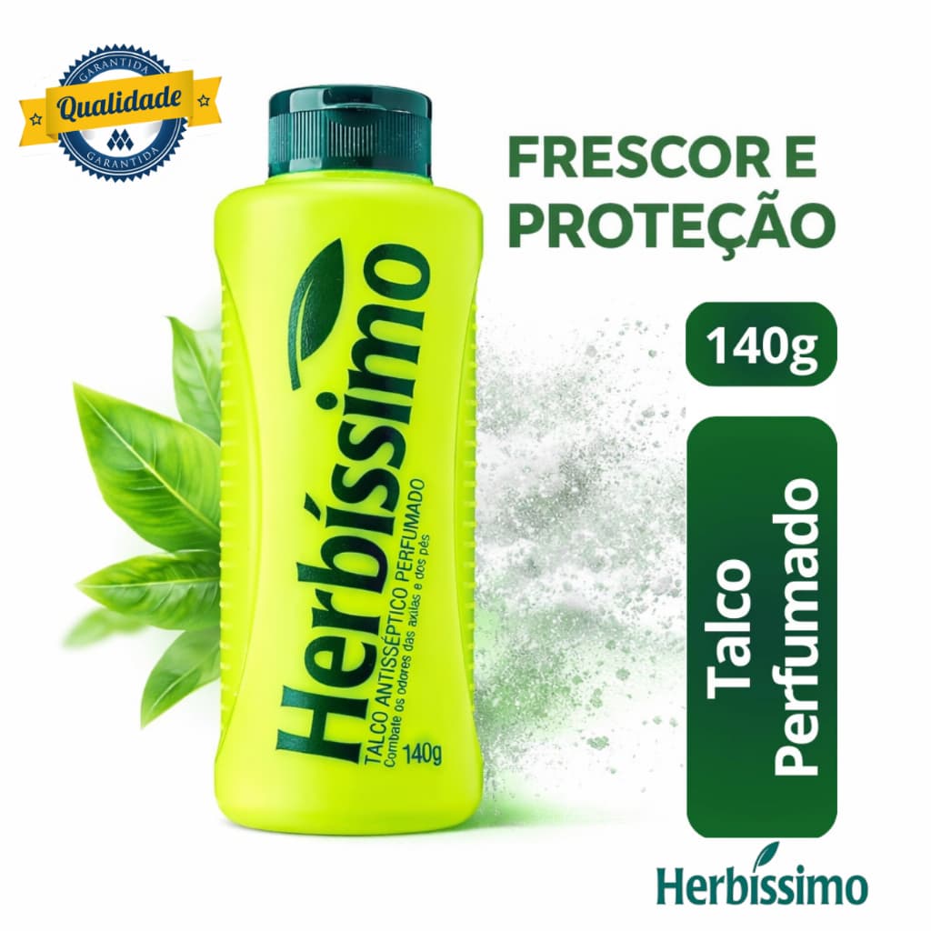 Talco Antisséptico Original Perfumado Herbíssimo 140g | Pés e axilas