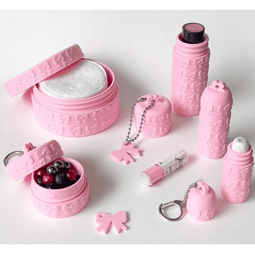 Kit Porta Objetos Feminino com Chaveiro Organizador para Bolsa Remédios, Algodão e Lip Balm