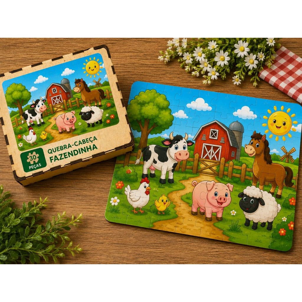 Quebra-Cabeça Educativo Infantil  30 Peças MDF Resistente