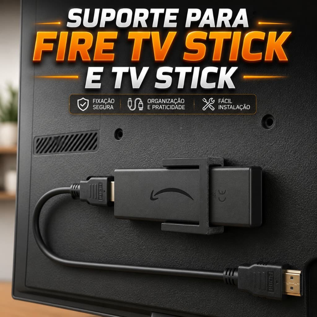 Suporte para Fire TV Stick e TV Stick HDMI Fixação Traseira Organizador de Streaming Fácil Instalação Universal
