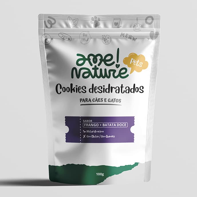 Petisco crocante Natural para Cachorro e Gato Sabor Peito de Frango 100% Natural 100 gr Ame Nature