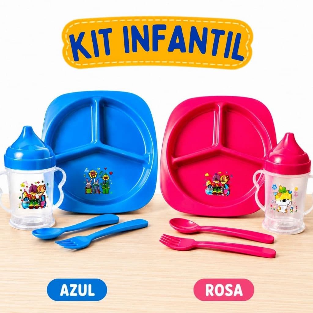Kit Introdução Alimentar Refeição Bebê Alimentação Infantil Prato Copo Colher