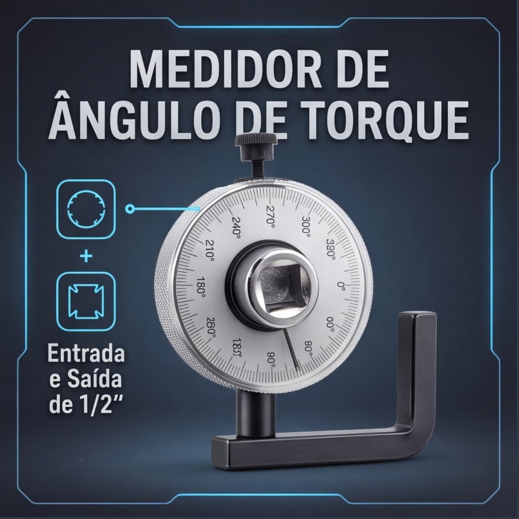 Medidor de Ângulo de Torque 1/2 Polegada Preciso Uso Oficina Mecânica