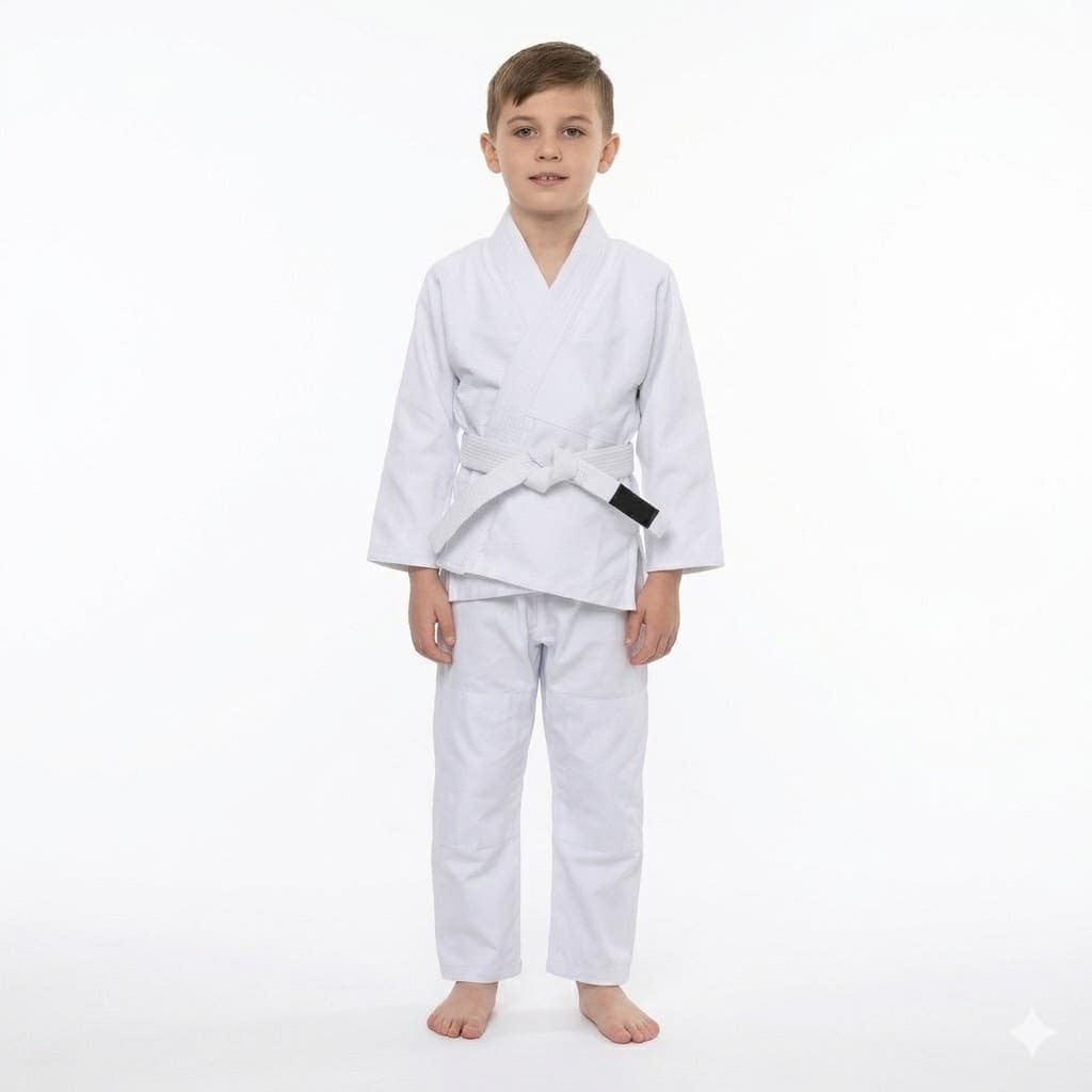Kimono Branco Jiu jitsu Infantil Reforçado + Faixa branca de pano Grátis