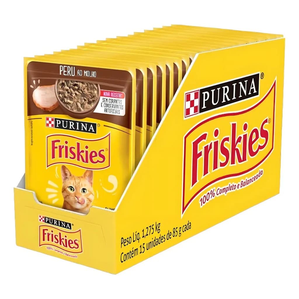 Sache Friskies Ração Úmida Peru para Gatos Adultos Caixa com 15un de 85g
