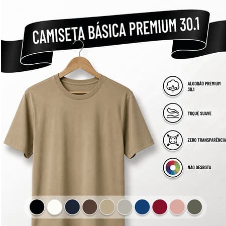 Camiseta Masculina Algodão Caqui Camisa Masculina Slim Básicas Gola Redonda Tribo