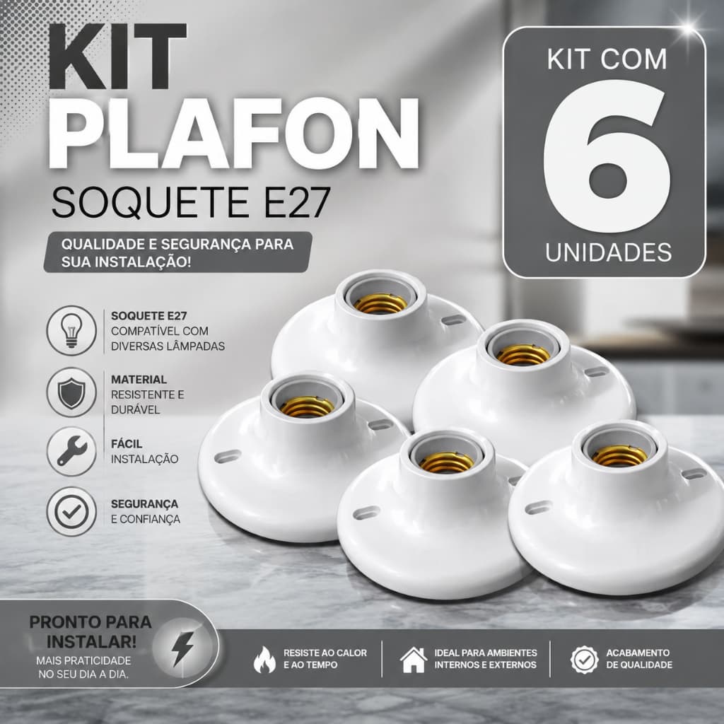 Plafon Luminária Plafonier Redondo para Lâmpada E27 Bivolt 110/220V – Uso em Teto ou Parede com Acabamento Clean