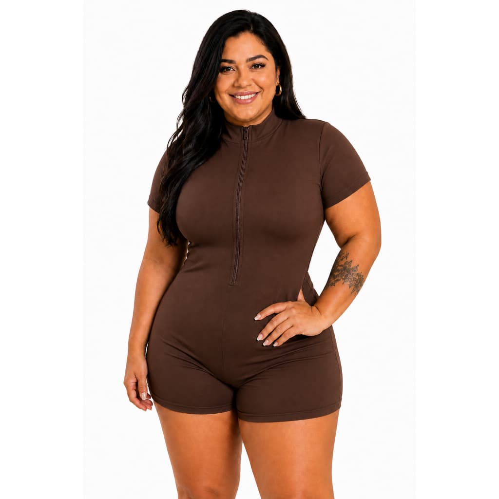 Macaquinho Gringo Plus Size de zíper Academia Fitness Balada Treino Moda Gringa