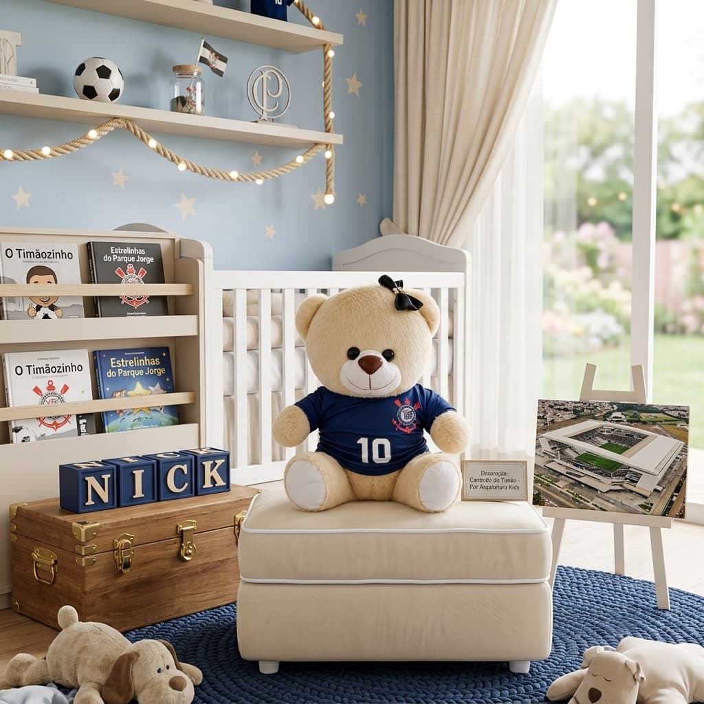 Urso Pelúcia Corinthians Menina Luxo Antialérgico - Para Presente de Aniversário e Decoração